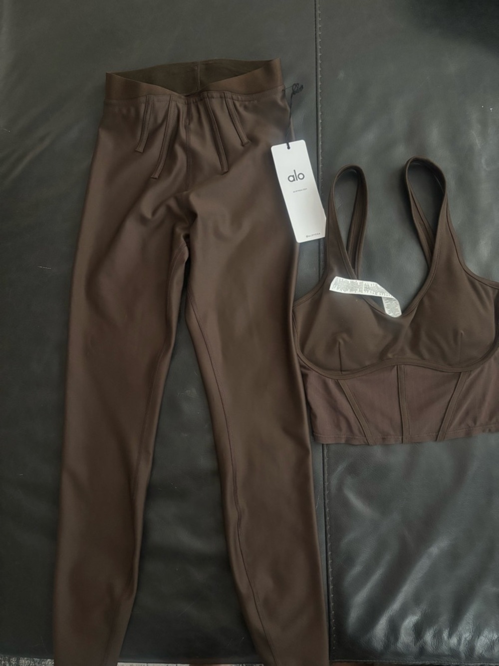 ALO Yoga Espresso Airlift High-Waist Corset Legging - Dark Brown